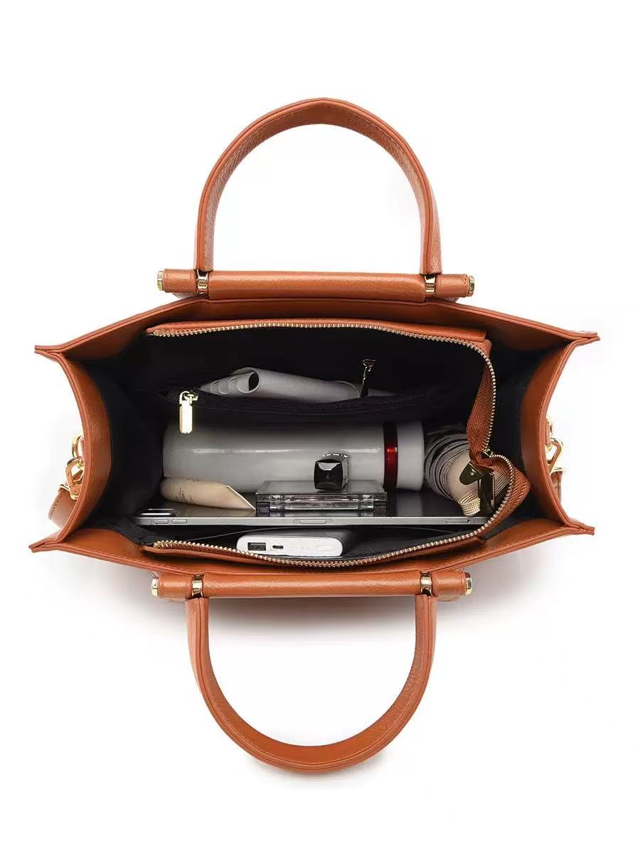 Zavilux Chic Brown Patterned Square Handbag