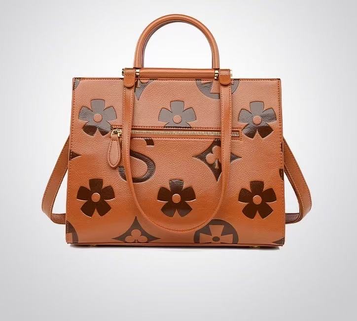 Zavilux Chic Brown Patterned Square Handbag