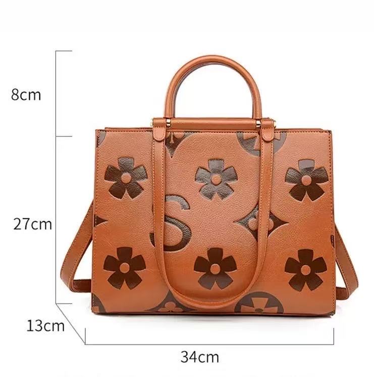 Zavilux Chic Brown Patterned Square Handbag