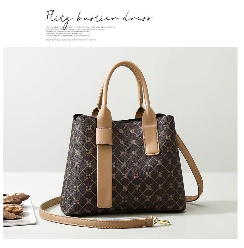 Zavilux Brown Monogram Print Handbag