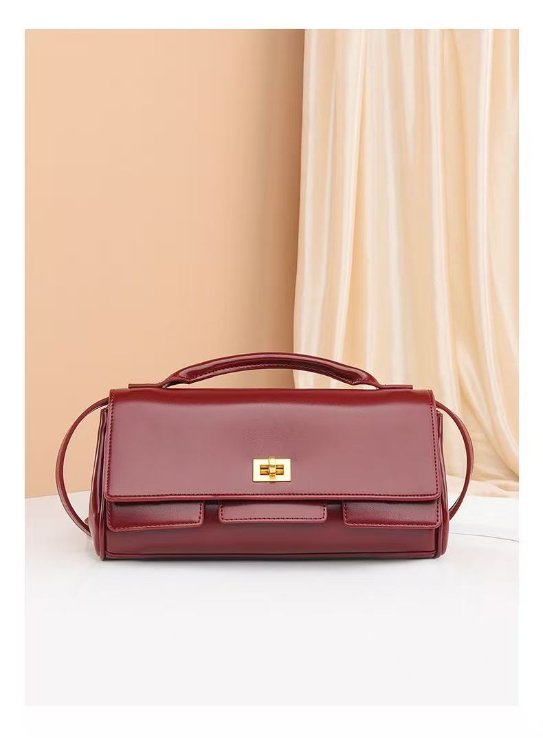 Zavilux Structured Burgundy Top-Handle Bag