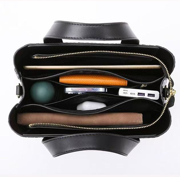 Zavilux Statement Black Croc-Effect Handbag