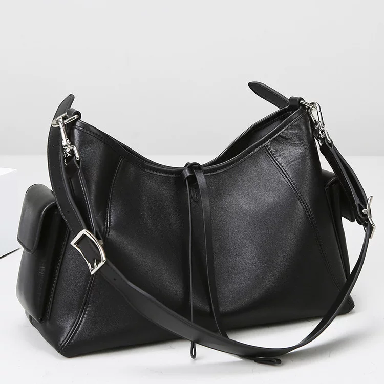 zavilux The Modern Black Shoulder Bag with Pocket Detail