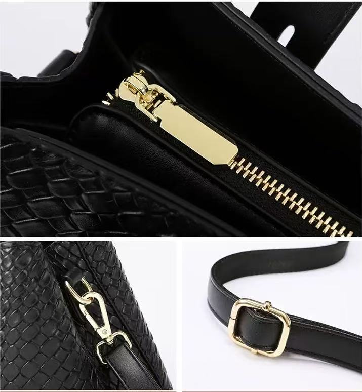 Zavilux Statement Black Croc-Effect Handbag