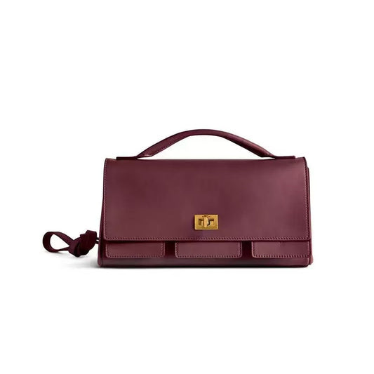 Zavilux Structured Burgundy Top-Handle Bag