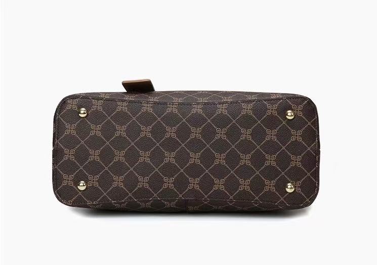 Zavilux Brown Monogram Print Handbag