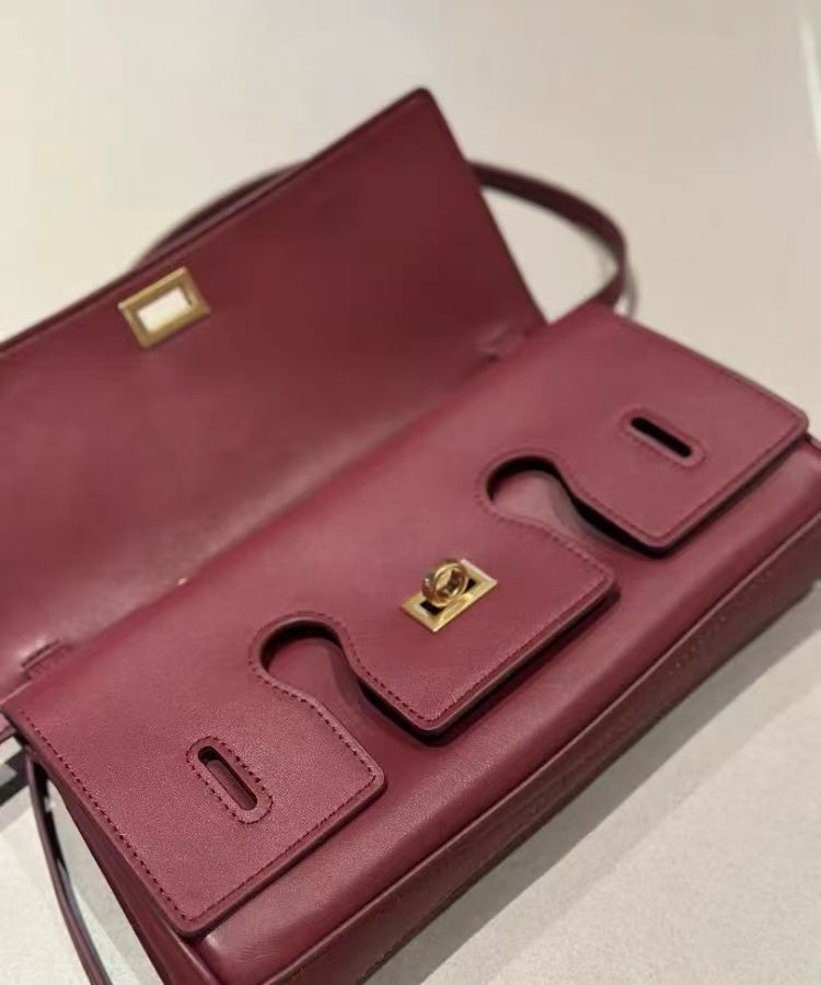 Zavilux Structured Burgundy Top-Handle Bag