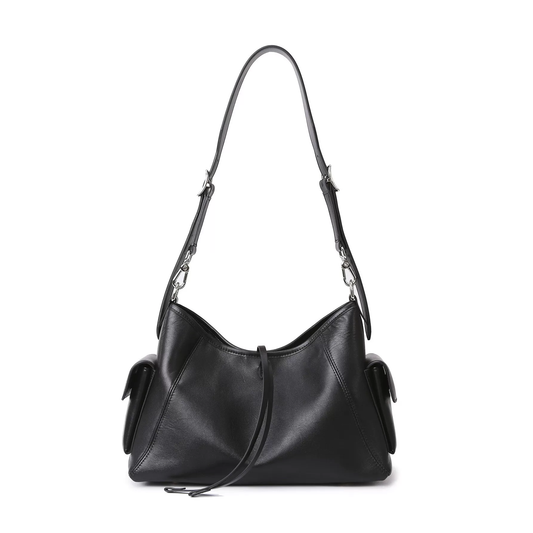 zavilux The Modern Black Shoulder Bag with Pocket Detail