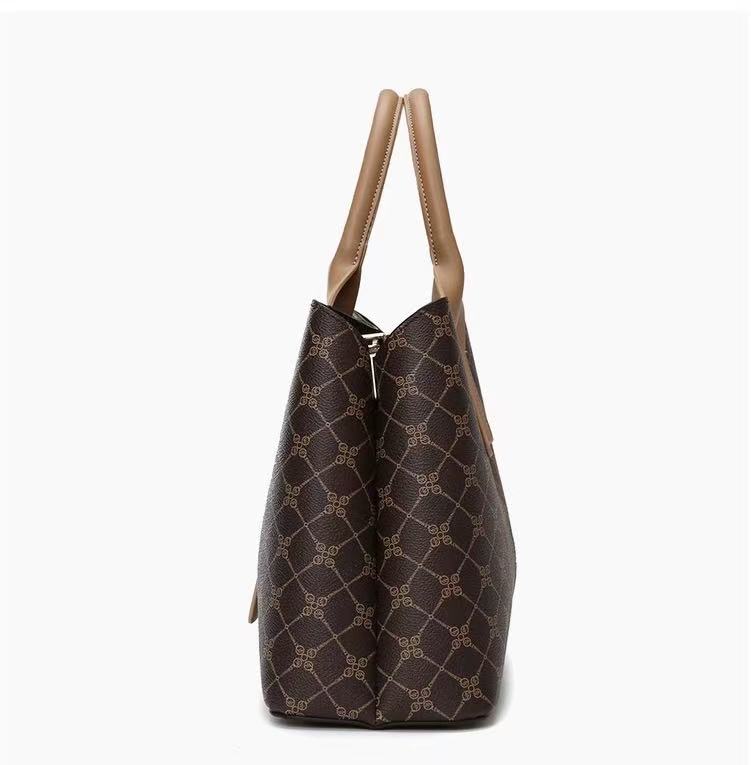 Zavilux Brown Monogram Print Handbag