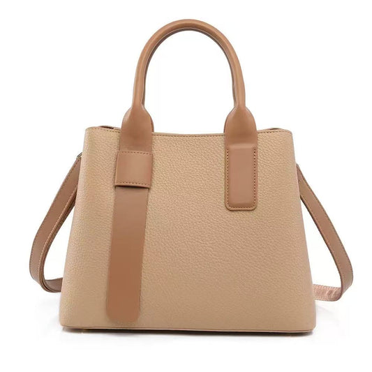 Zavilux Classic Beige Leather Tote Bag