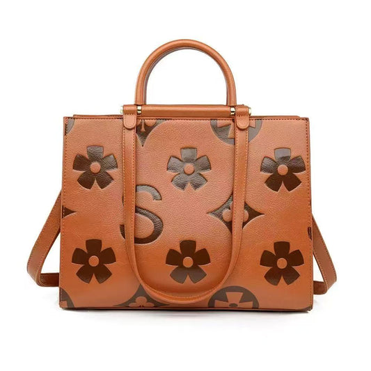 Zavilux Chic Brown Patterned Square Handbag